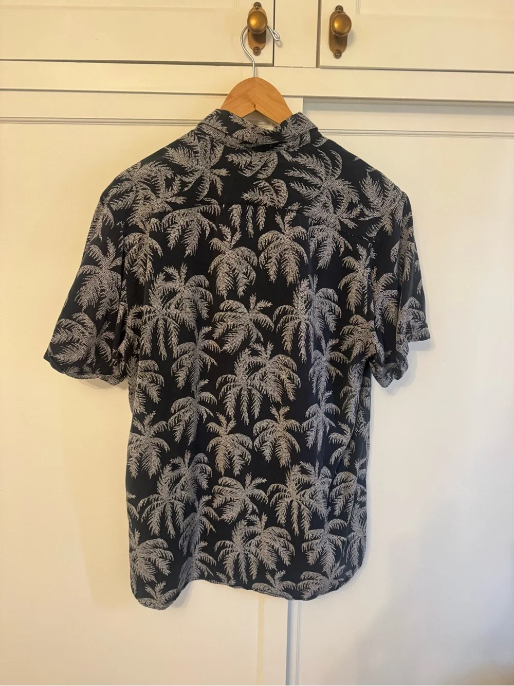 Ted Baker Black Short-Sleeve Palm Print Button-Down Shirt